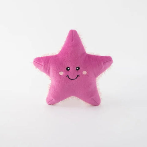 ZippyPaws Starla the Starfish, squeaky plush dog toy. Dog Enrichment through play.