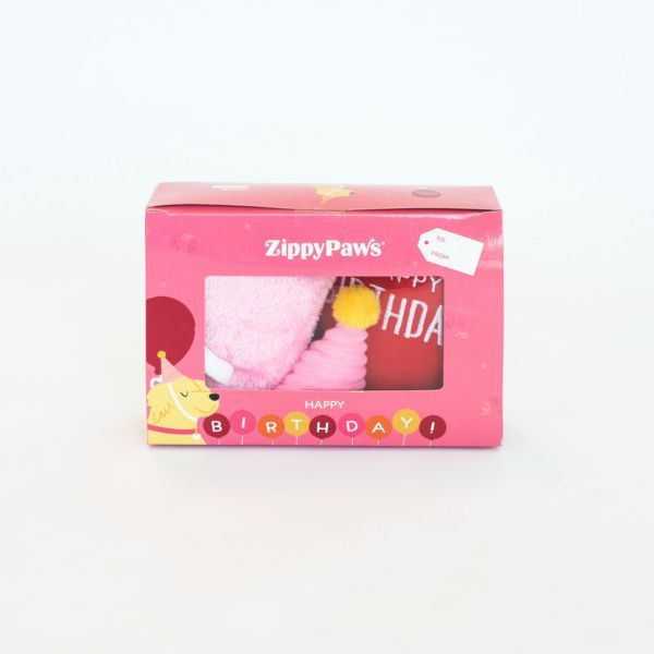Zippy Paws Dog Birthday Gift Box Plush Dog Toys, celebrate your Pups barkday