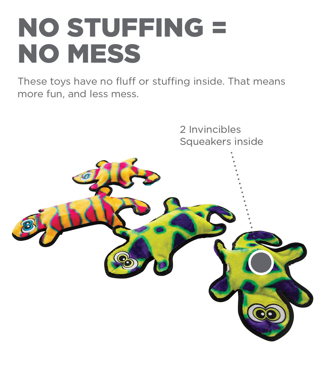 Outward Hound Invincibles Gecko Durable Squeaky Dog Toy