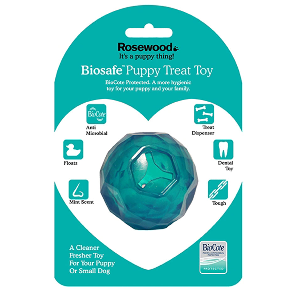 Rosewood Biosafe Puppy treat ball Blue
