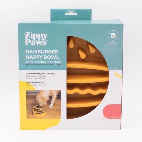 Zippy Paws® Hamburger Happy Bowl Slow Feed Bowl for Dogs