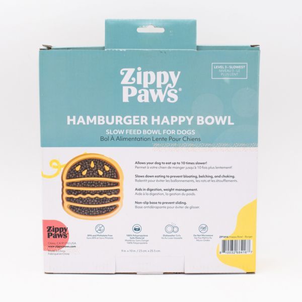 Zippy Paws® Hamburger Happy Bowl Slow Feed Bowl for Dogs