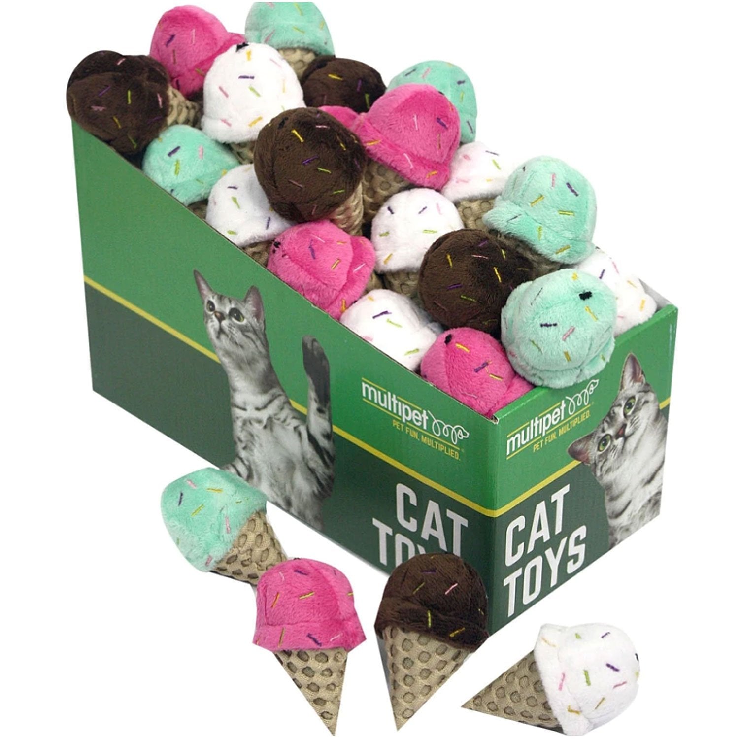 This Mini Ice-cream is perfect for your kitty's playtime, they can enjoy batting, tossing and carrying around this yummy Ice-Cream in their mouth and its filled with catnip to entice and encourage play!