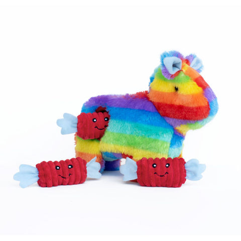 Zippy Paws Zippy Burrow Rainbow Piñata and 3 Candy Interactive Dog Toy Boredom buster for dogs
